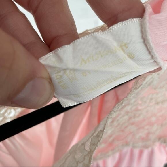 Vintage Pink Lace Lingerie Nightgown Medium Retro - Picture 6 of 7